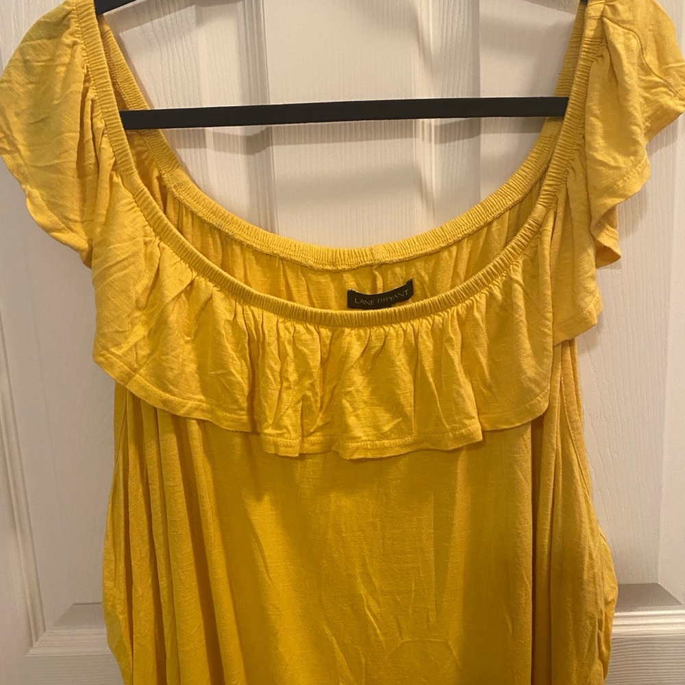 Lane Bryant Gold Ruffled Sleeveless Tank Top